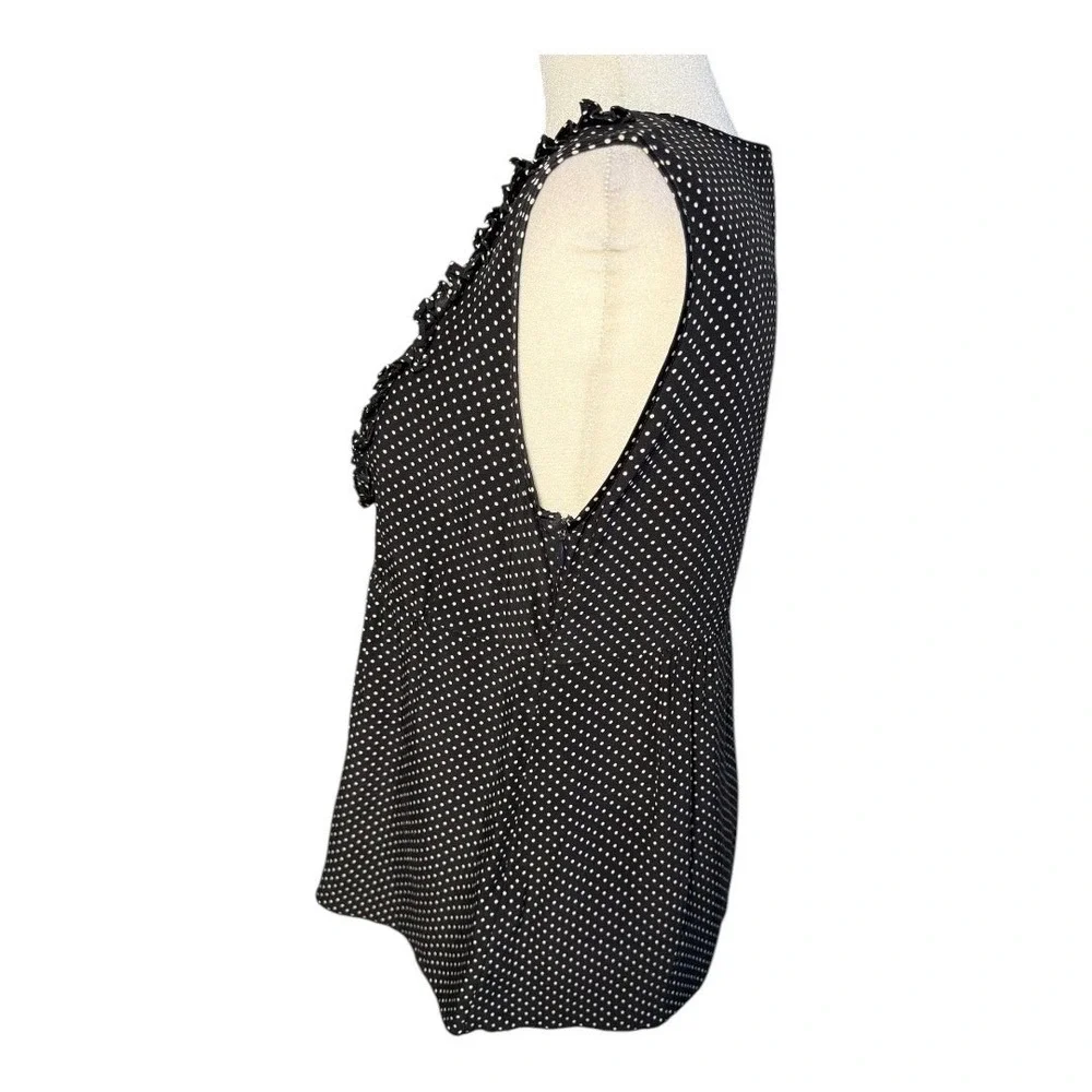 J. Crew Women's 100% Silk Polka Dot Blouse Black Sleeveless Size‎ 6